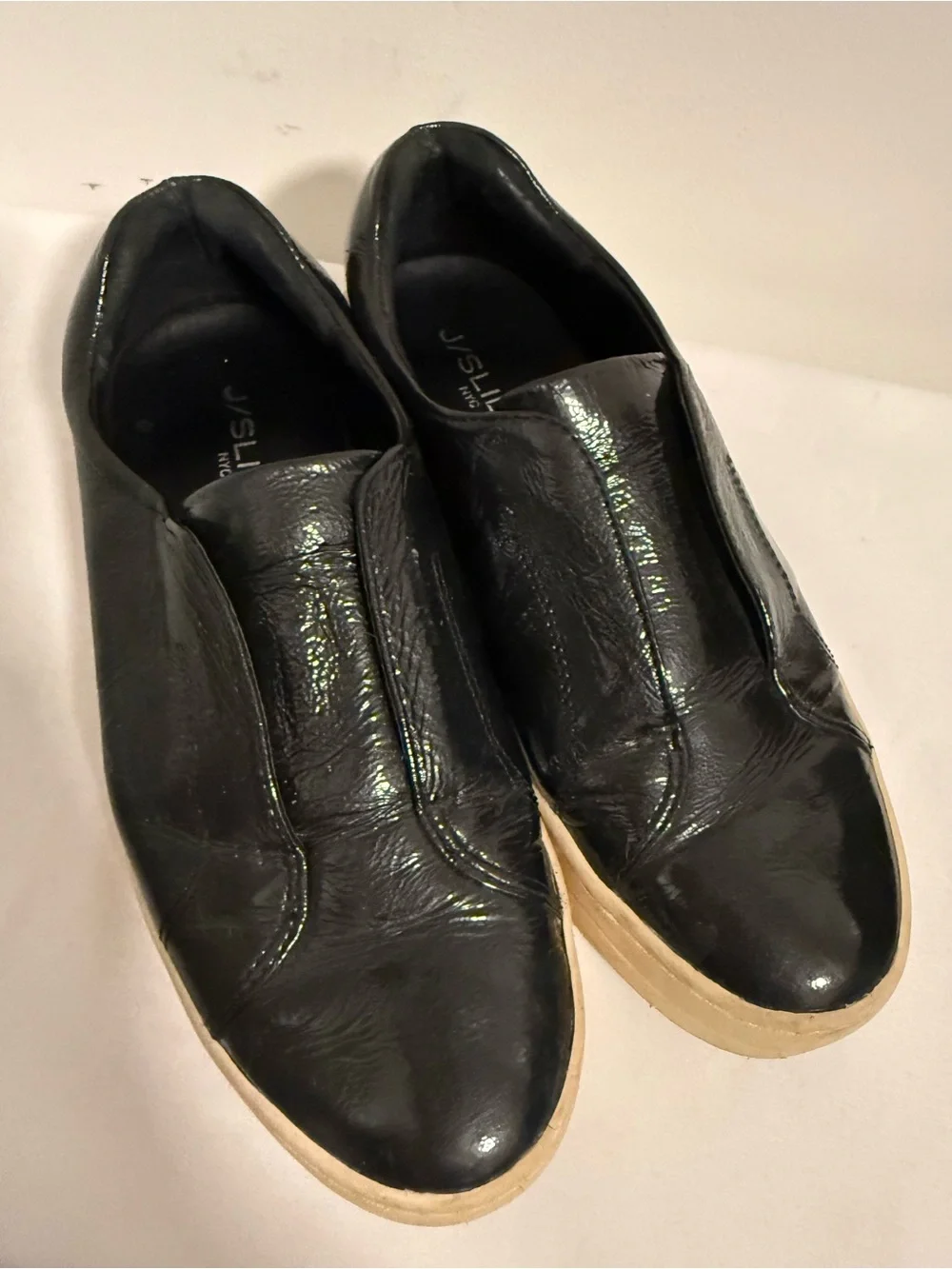 J/SLIDES Alara Charcoal Patent Slip On Platform Sneaker 6